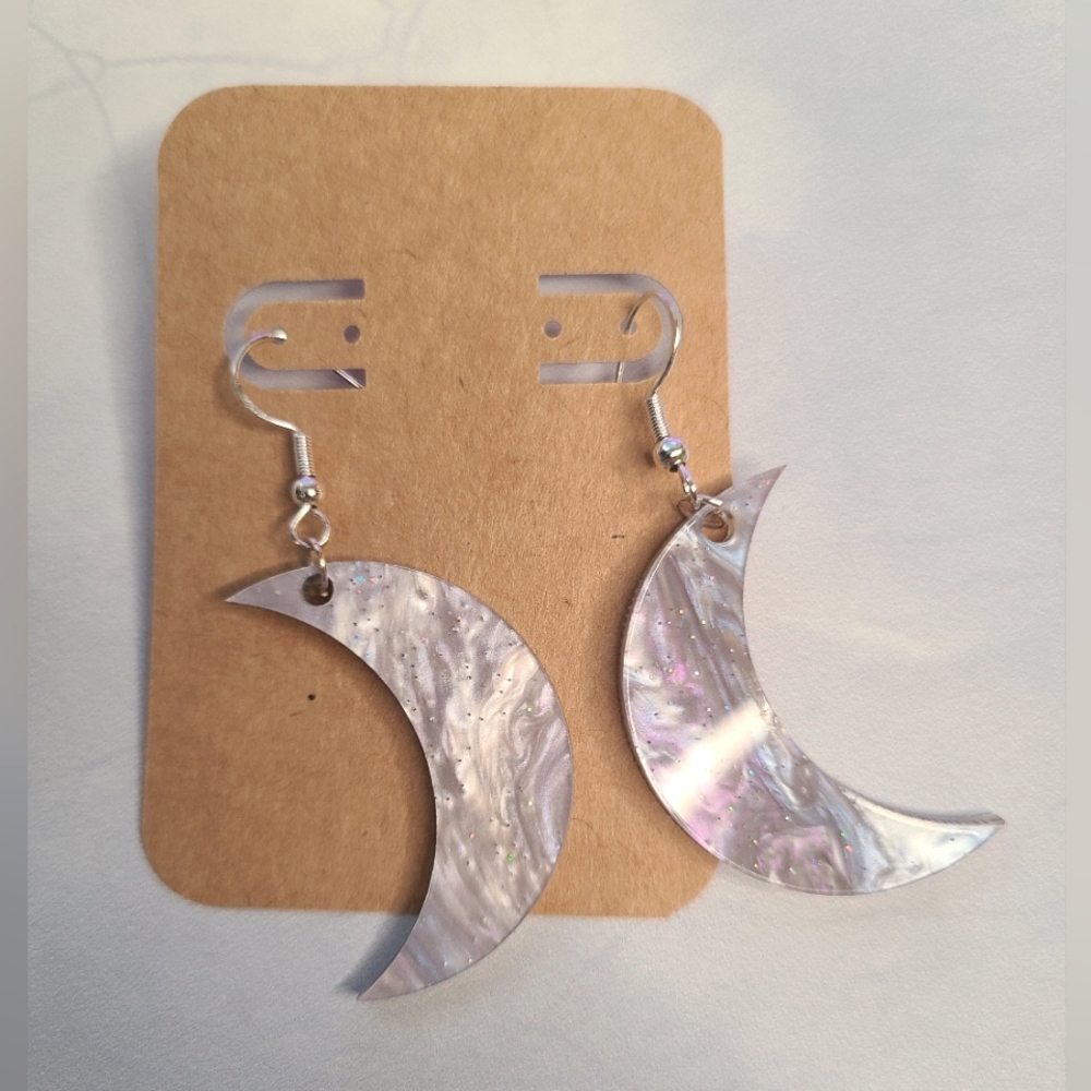 Fable and Frog Crescent Moon Acrylic Earrings